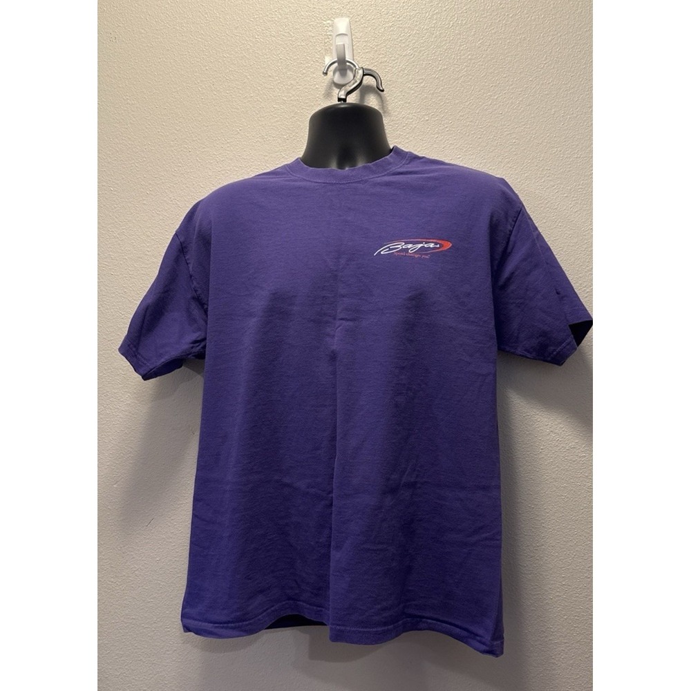 Vintage‎ Baja Boats Mens Large Spell Out Short Sleeve T-Shirt Purple Cotton